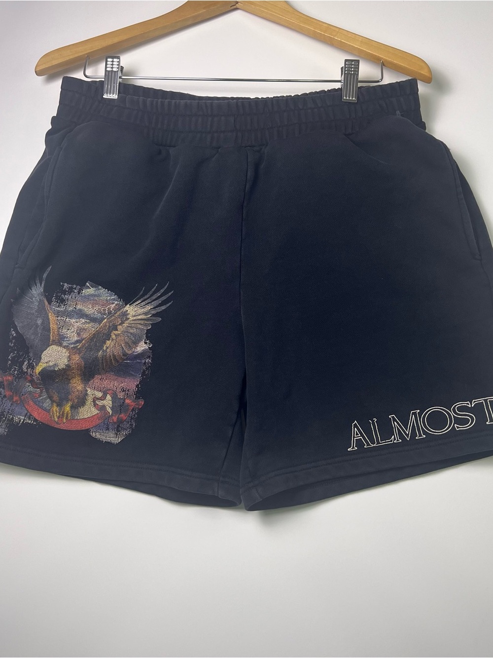 Almost Someday Vintage Eagle Graphic Fleece Shorts - Size Large Streetwear
